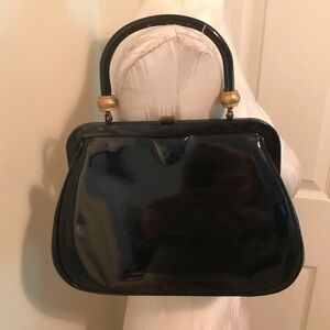 Verdi handbag vintage black patent leather… still has inspection card